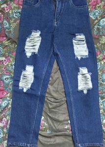 Ripped Blue Denim Jeans