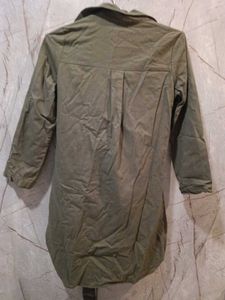 Olive Green Belted Shirt Dress (size-S)