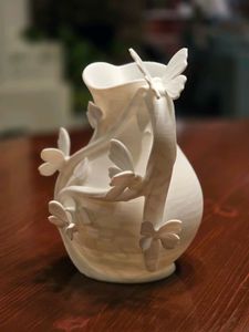 Ornate Butterfly Vine Decorative Pitcher Vase