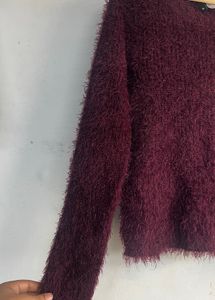 H&amp;M WineCozy Fuzzy Knit Sweater