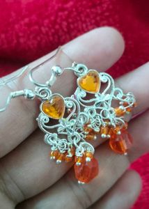 Beautiful Heart Shaped Orange Earrings