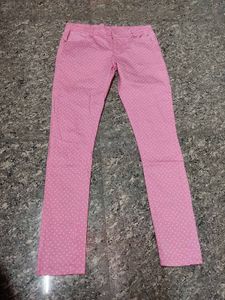 Pink Polka Dot Skinny Fit Pants