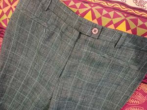 British Woman's Grey And White Plaid Trousers