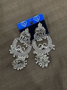 Oxidized Silver Jhumka Earrings