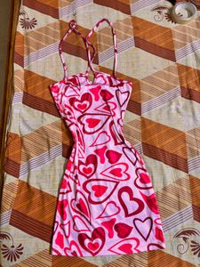Cute Heart Print Mini Dress