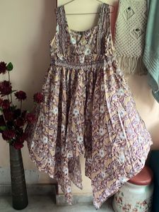Bohemian Floral Print Asymmetrical Dress