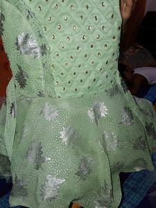 2 Frocks In White And Light Green For Baby Girl
