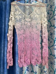 Pink Crochet Mini Dress