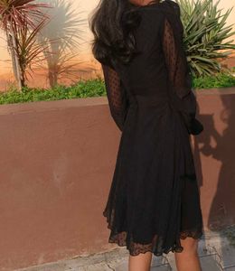 Chic Black Sheer Sleeve Dress