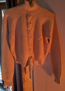 Knit Rib Stretchable High Neck Sweater.