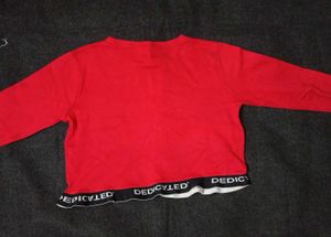 Red Cropped Long Sleeve Top