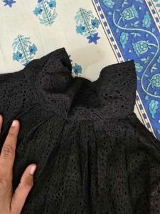 Elegant Black Textured Mock Neck Top