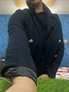 Classic Black Double-Breasted Coat