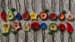 2 × Fruit Button Necklaces