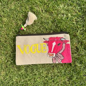 Unique Vogue Cow Pouch with parrot tassel
