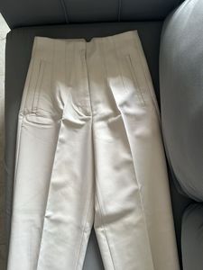 Cream High-Waisted Tailored Pants