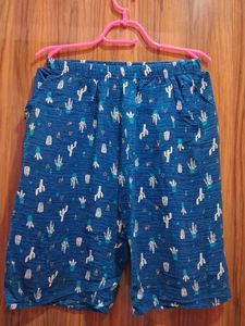 Blue Cactus Print Shorts