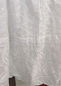 Elegant White Chikankari Kurta cum gown