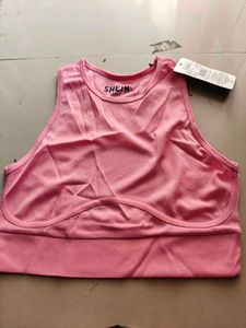 Shein Pink Ribbed Sports Bra