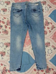 Blue Distressed Denim Jeans