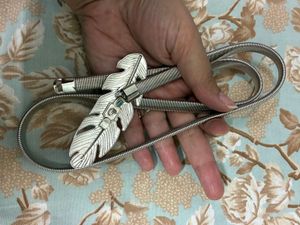 Silver Feather Elastic Belt