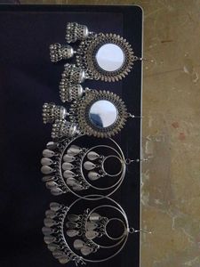 3 piece Bohemian Mirror Jhumka Earrings Set