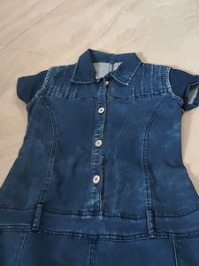 Denim Button-Up Short dress with pockets