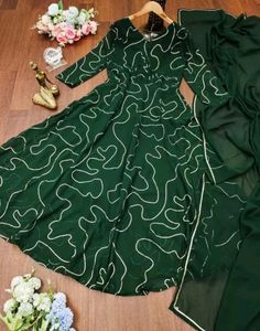 Green Gown With Dupatta