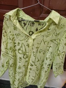 Light Green Floral Print Top