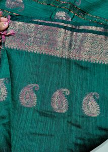 new turquoise green linen Chanderi saree