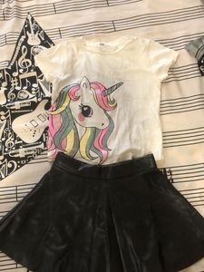 Top And Leather Skirt