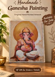 Handmade Ganesha Painting Canvas - Original Art