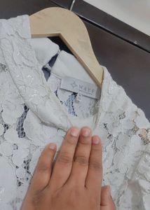 White Lace Floral Top for 36 Bust
