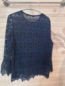 Navy blue lace top by Jacqueline de Yong only