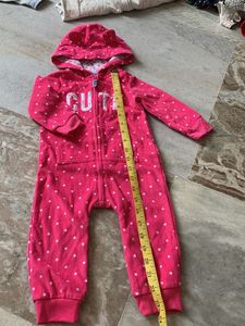 Cute Pink Polka Dot Fleece Onesie