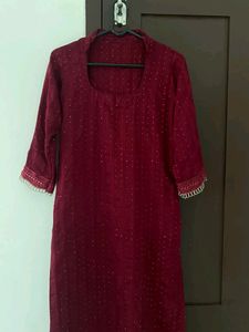 ❗Wine Sequence Kurta For Women