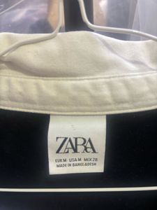 Zara Black &amp; White Striped Rugby Shirt
