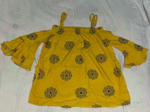 Yellow Cold Shoulder Kurta