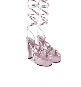 Strappy Platform Heels - Pink