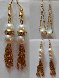 Pearl & Gold Tone Earring Set 3