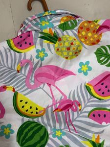 Fun Flamingo &amp; Fruit Print Button-Up Top