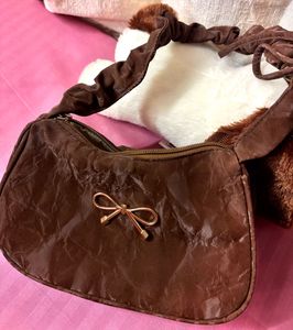 Cute Brown Ruched Hobo Bag