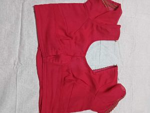 Vibrant Red Embroidered Saree with blouse