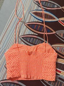 Gingham Cropped Cami Top