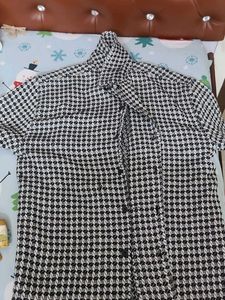 Houndstooth Print Button-Down Shirt