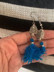 Blue Tassel Earrings