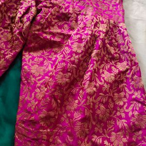 Silk Patiala Suit With Neck Embellished And Net Du