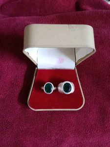 pure silver couple Emerald Rings Set