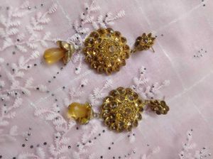 Stunning Golden Earrings with Yellow Drops