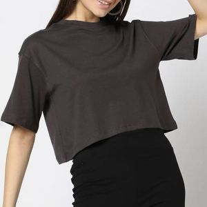 Basic Grey Cropped T-Shirt